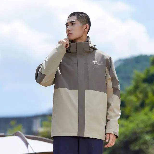 雅鹿  山系户外登山宽松连帽  防水防风耐磨防泼水冲锋衣 男女同款