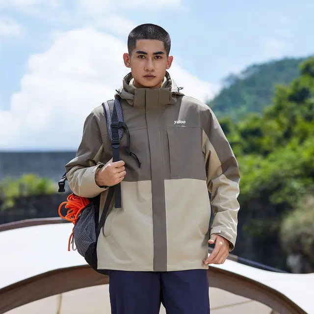 雅鹿  山系户外登山宽松连帽  防水防风耐磨防泼水冲锋衣 男女同款