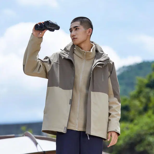 雅鹿  山系户外登山宽松连帽  防水防风耐磨防泼水冲锋衣 男女同款