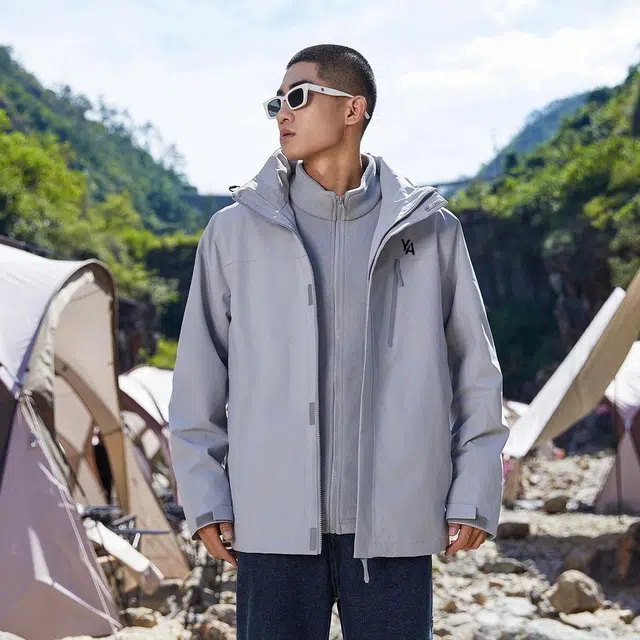 雅鹿  简约基础款百搭户外运动无性别主义宽松休闲连帽外套  防水防风耐磨保暖防寒冲锋衣 男女同款