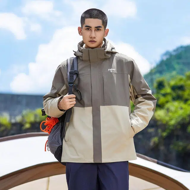 雅鹿  山系户外登山宽松连帽  防水防风耐磨防泼水冲锋衣 男女同款