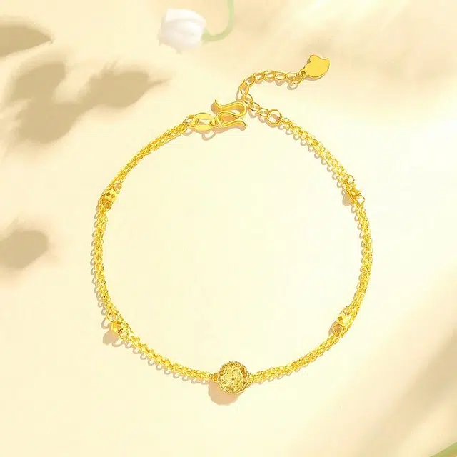 中国珠宝 花朵手饰 甜美可爱 森系小清新 小巧精致百搭日常 时尚单品 简约设计感 通勤显气质 足金 按克计价 手链 女款