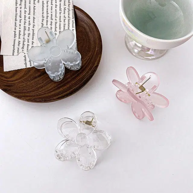 沂茹 小清新仙气少女心浅简约精致半透明花朵小发抓小香风甜美森系可爱减龄日常 亚克力 发夹 女款
