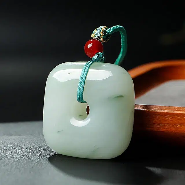 印象眸 平安扣 新中式古风方形四方扣 天山翠 项链 男女同款情侣款 礼盒包装