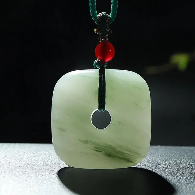 印象眸 平安扣 新中式古风方形四方扣 天山翠 项链 男女同款情侣款 礼盒包装