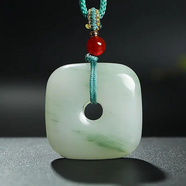 印象眸 平安扣 新中式古风方形四方扣 天山翠 项链 男女同款情侣款 礼盒包装