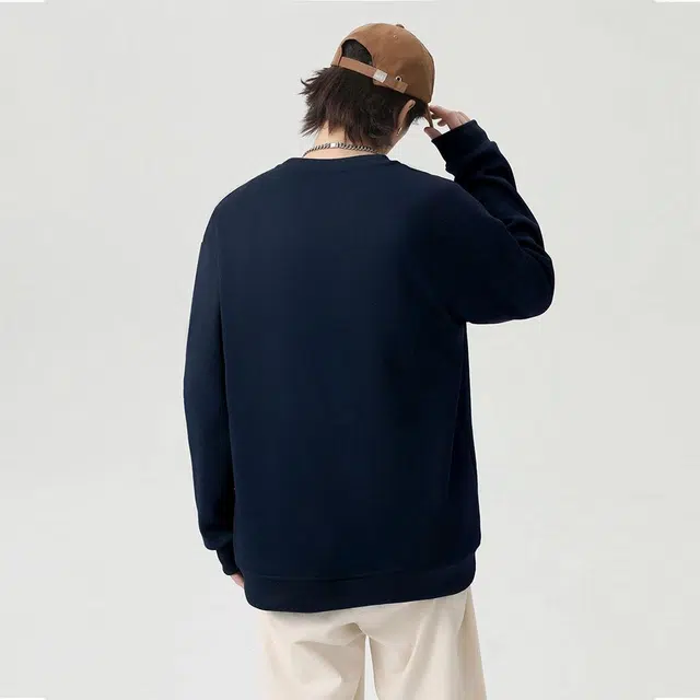【dme】 戴帽的字母印花纯色圆领宽松长袖卫衣 男女同款