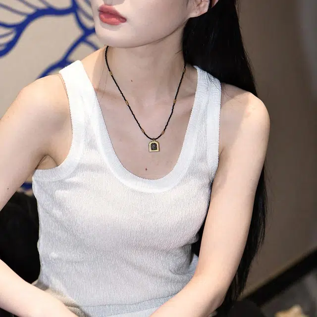 喃呢 藏传黄财神小佛牌手工吉祥平安百搭万事顺意招财转运 铜合金 项链 男女同款情侣款