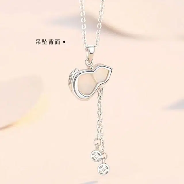 【S999纯银免费刻字】 金师傅 福禄葫芦流苏锁骨链 新中式国潮精致气质优雅百搭氛围感 小众轻奢设计高级 玉髓 项链 男女同款情侣款