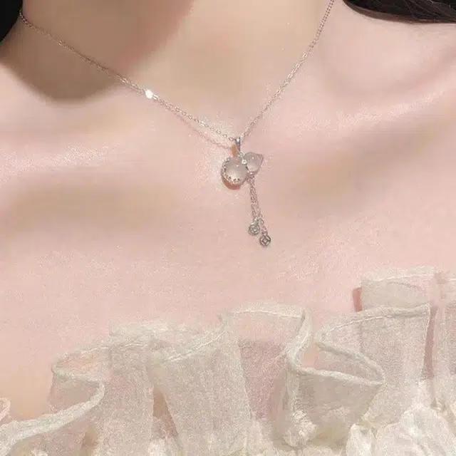 【S999纯银免费刻字】 金师傅 福禄葫芦流苏锁骨链 新中式国潮精致气质优雅百搭氛围感 小众轻奢设计高级 玉髓 项链 男女同款情侣款