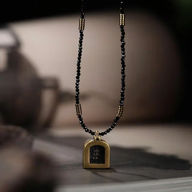 喃呢 藏传黄财神小佛牌手工吉祥平安百搭万事顺意招财转运 铜合金 项链 男女同款情侣款