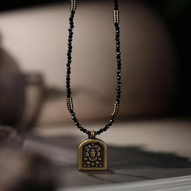 喃呢 藏传黄财神小佛牌手工吉祥平安百搭万事顺意招财转运 铜合金 项链 男女同款情侣款