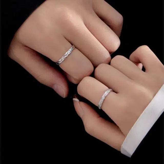 尚银福 麦穗 穗穗平安小众设计轻奢高级感开口调节食指戒一对 森系小清新时尚对戒 好运 合金 戒指 男女同款情侣款