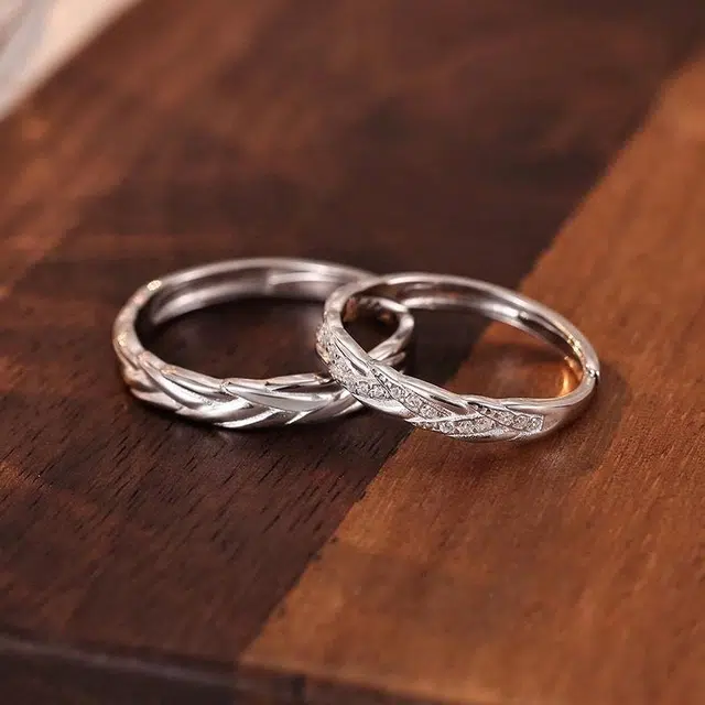 尚银福 麦穗 穗穗平安小众设计轻奢高级感开口调节食指戒一对 森系小清新时尚对戒 好运 合金 戒指 男女同款情侣款