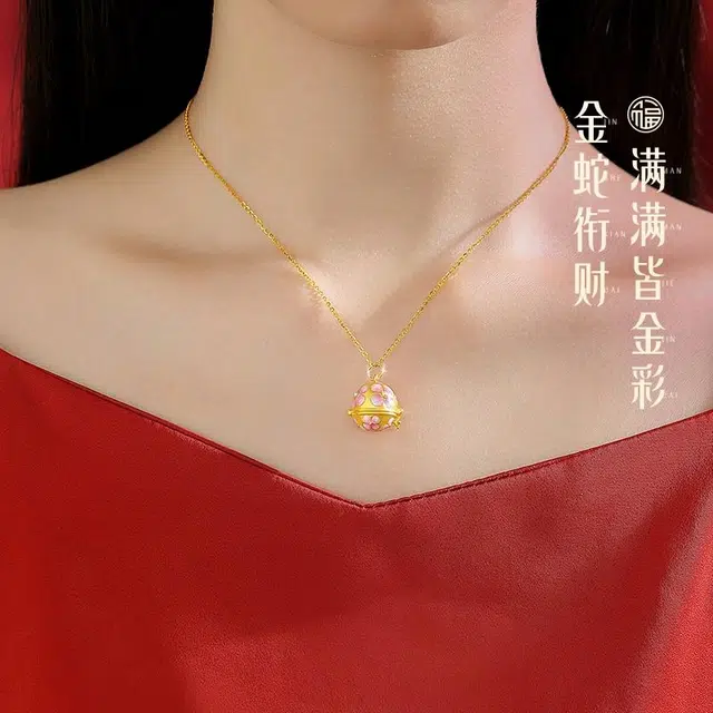 完美爱 萌趣蛇蛋  新中式国潮本命年生肖蛇小众轻奢高级感百搭硬金锁骨链#好运 足金 按克计价 黄金项链 女款