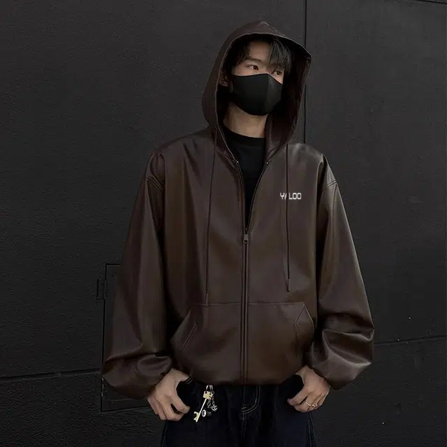 雅鹿 美式复古英伦学院风休闲飞行员时尚宽松潮流百搭防风连帽拉链开衫夹克外套 男女同款