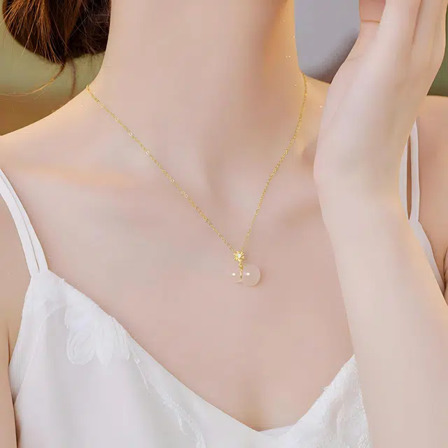 翡丽翠 新中式雏菊葫芦 国潮平安纳福福禄双全轻奢百搭高级感#好运 玉髓 项链 男女同款情侣款