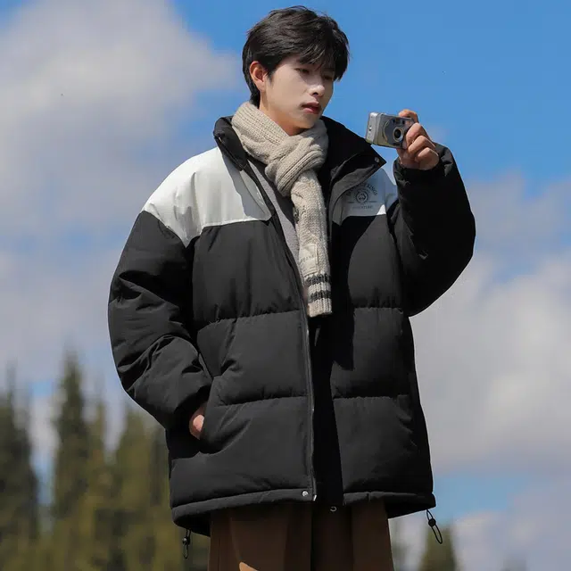 王者荣耀 撞色拼接加厚立领休闲百搭宽松保暖棉服 男女同款