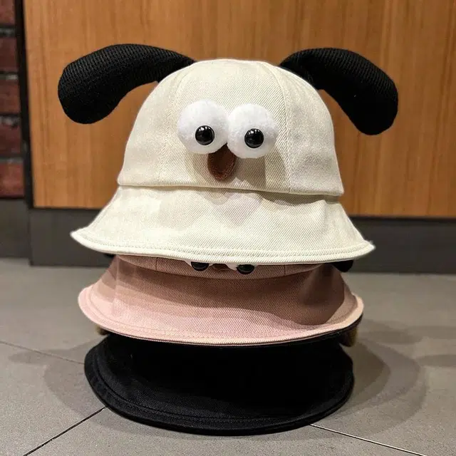 尚先生 可爱小狗耳朵出游防晒遮阳帽子百搭显脸 聚酯纤维 渔夫帽 女款