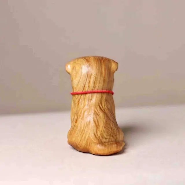 檀欣 新中式铃铛狗 创意可爱小狗#好运 田园犬旺旺转好运 家居客厅卧室 崖柏 摆件 男女同款情侣款
