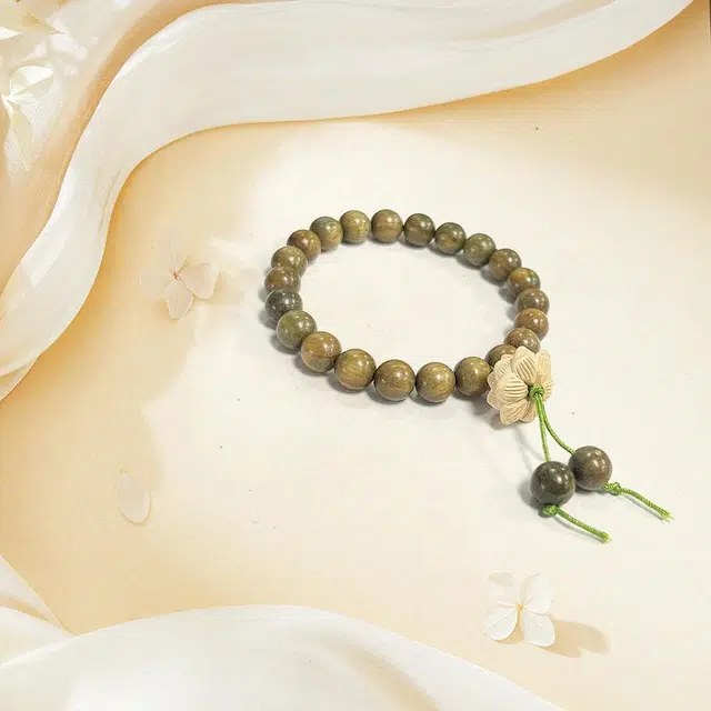 琉堇 考神附体 新中式莲花珠吊坠盘玩串珠 国风招财纳福考试考研上岸转运珠 时来运转盘玩串珠#好运 绿檀 手串 男女同款情侣款