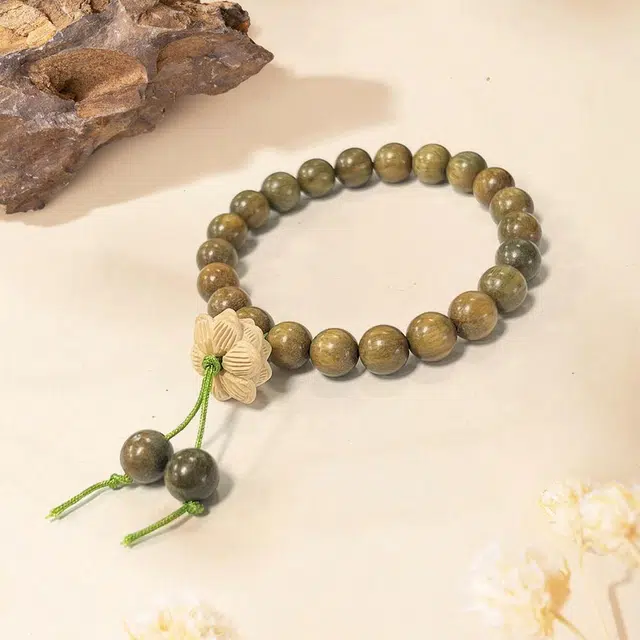 琉堇 考神附体 新中式莲花珠吊坠盘玩串珠 国风招财纳福考试考研上岸转运珠 时来运转盘玩串珠#好运 绿檀 手串 男女同款情侣款