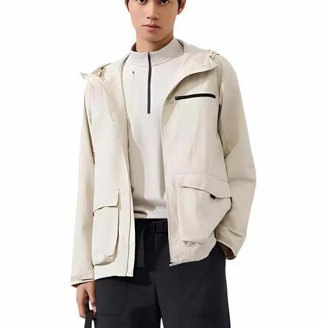 超级安踏 运动休闲简约纯色连帽宽松夹克外套 男款 素净灰