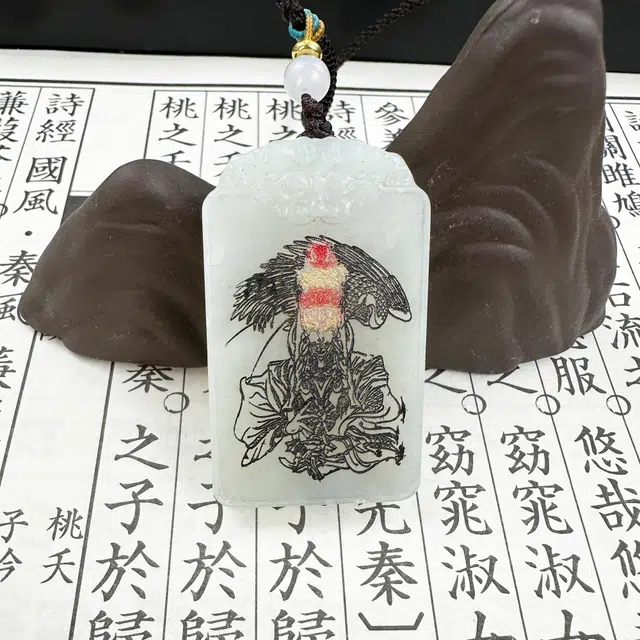 【阐教三代弟子之首】 唐之饰 白鹤童子吊坠 新中式复古国潮本命年#好运 四大名玉 岫玉（蛇纹石玉） 项链 男女同款情侣款
