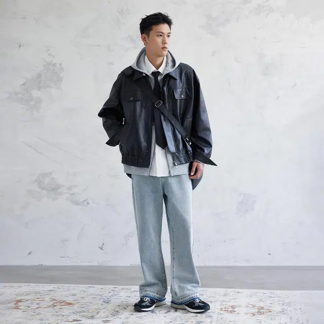 DISTRESS PU LEATHER JACKET