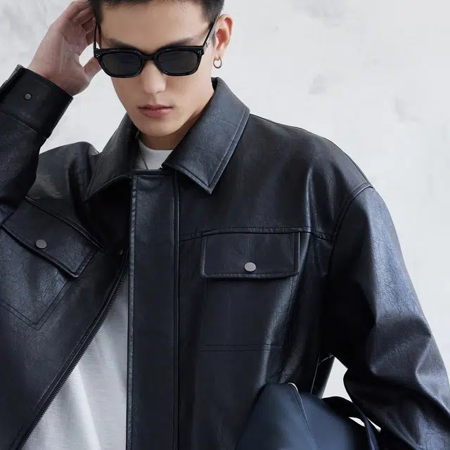 DISTRESS PU LEATHER JACKET