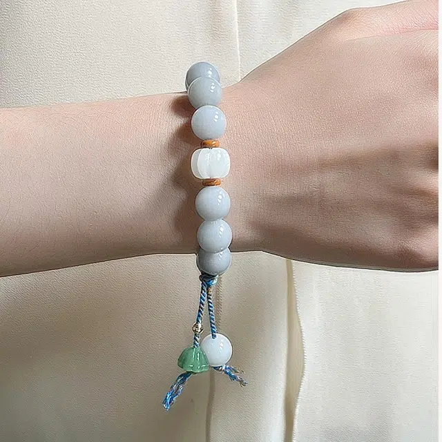 【好运莲莲】 琢玉居 小众国潮设计珠莲蓬 灰色系高油高密 白玉菩提 手串 男女同款情侣款