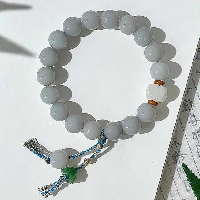 【好运莲莲】 琢玉居 小众国潮设计珠莲蓬 灰色系高油高密 白玉菩提 手串 男女同款情侣款
