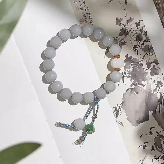 【好运莲莲】 琢玉居 小众国潮设计珠莲蓬 灰色系高油高密 白玉菩提 手串 男女同款情侣款