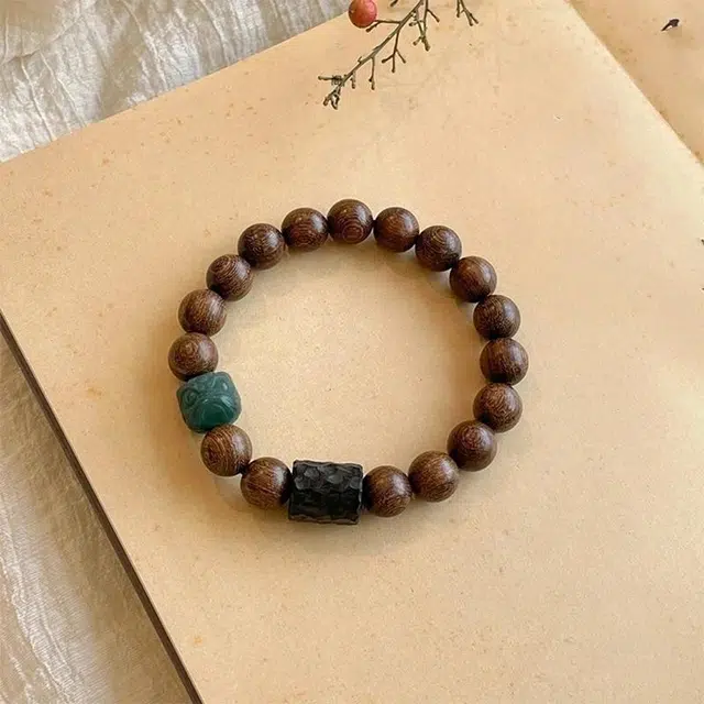 雅谷 醒狮 时来运转 民族风汉服 新中式国潮本命年盘玩佛珠念珠转运珠 木作 手串 男女同款情侣款 檀木