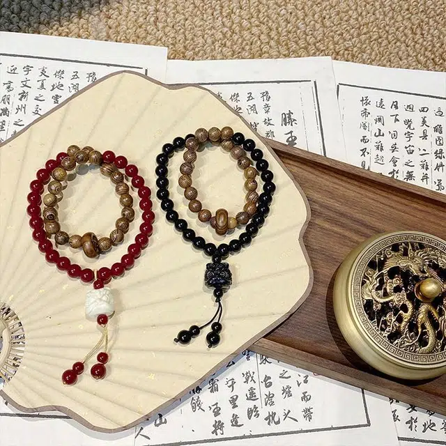 雅谷 醒狮 本命年时来运转 平安好运 步步高升 新中式国潮 百搭 小众设计学生文玩佛珠念珠转运 鸡翅木 木作手串 男女同款情侣款