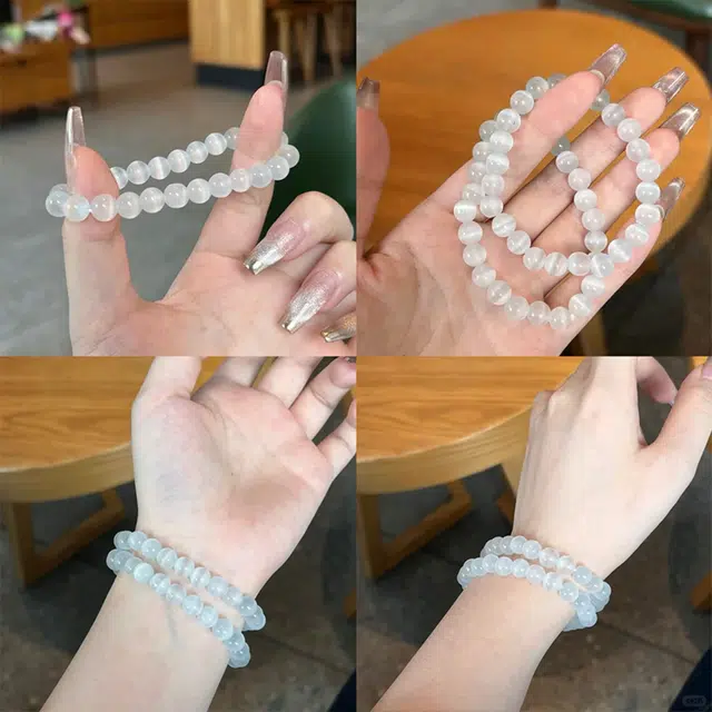 【玉镯子养人】 雅谷 新中式贵妃镯 白月光 超显白 一步一响 好运平安镯 古风复古高级百搭精致美人镯叮当镯 玻璃猫眼 手镯 女款