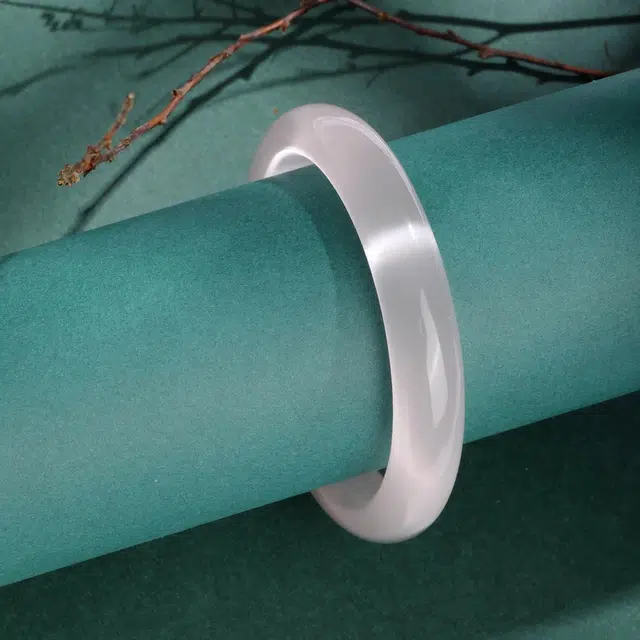 周百福 浅粉少女月光镯 国潮风古风新中式复古叠戴汉服旗袍古风清冷感温婉素雅素圈叮当镯子 告白纪念日周年#好运 琉璃 玉石手镯 女款