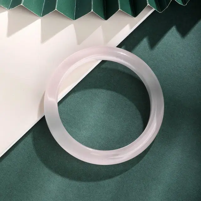 周百福 浅粉少女月光镯 国潮风古风新中式复古叠戴汉服旗袍古风清冷感温婉素雅素圈叮当镯子 告白纪念日周年#好运 琉璃 玉石手镯 女款