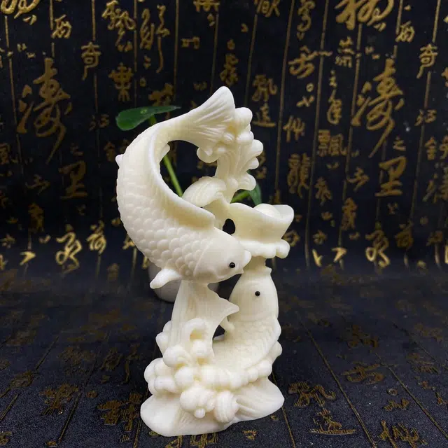 書卓 新中式 双鱼夺宝 年年有余 招财进宝 #好运 象牙果 家居摆件 男女同款情侣款