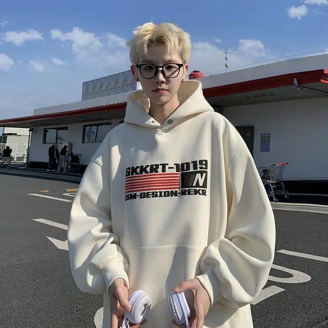 极限涡轮 美式复古重磅工艺字母印花连帽舒适宽松慵懒风时尚潮流个性通勤休闲百搭卫衣 男女同款