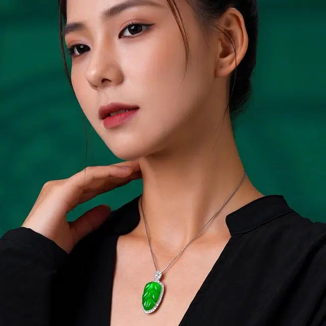 缘钰祥 金枝玉叶 新中式高级感 原创设计时尚百搭叶子 气质国风锁骨链 玉髓 项链 男女同款情侣款