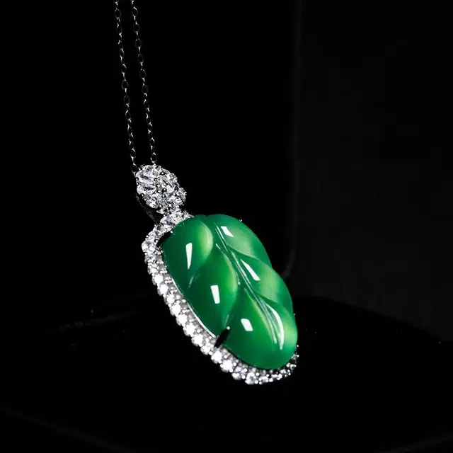 缘钰祥 金枝玉叶 新中式高级感 原创设计时尚百搭叶子 气质国风锁骨链 玉髓 项链 男女同款情侣款