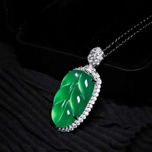 缘钰祥 金枝玉叶 新中式高级感 原创设计时尚百搭叶子 气质国风锁骨链 玉髓 项链 男女同款情侣款