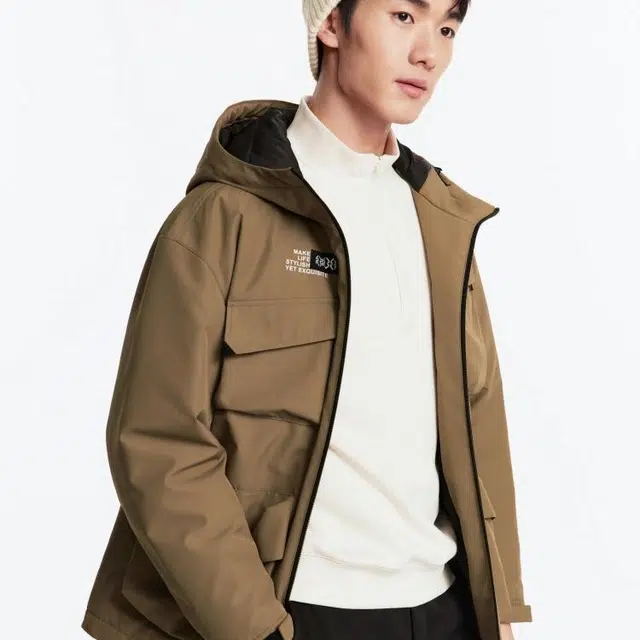 九牧王男裤专家 时尚连帽舒适羽绒服 男款