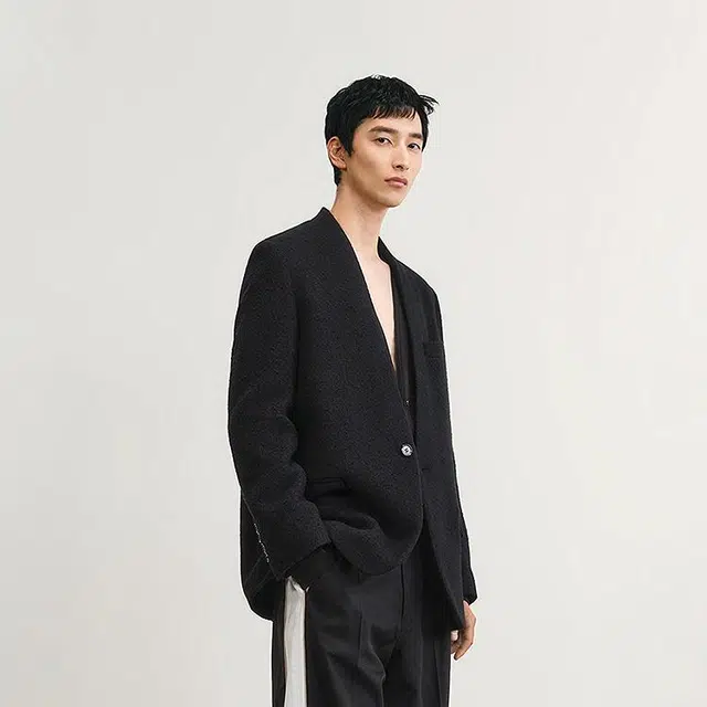 速写 简约纯色舒适宽松西装 男款 本黑