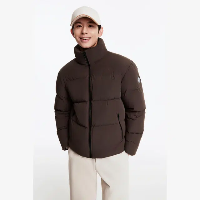 九牧王男裤专家 立领面包纯色舒适羽绒服 男款