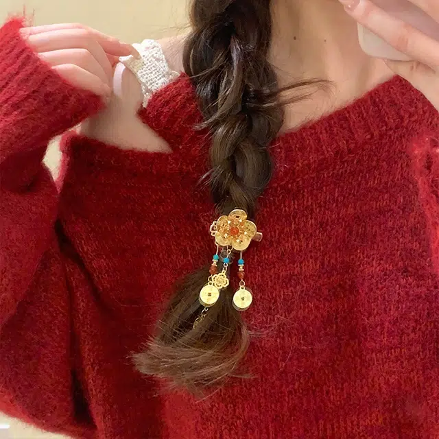 芒果饰品 花朵流苏 合金 发夹 女款