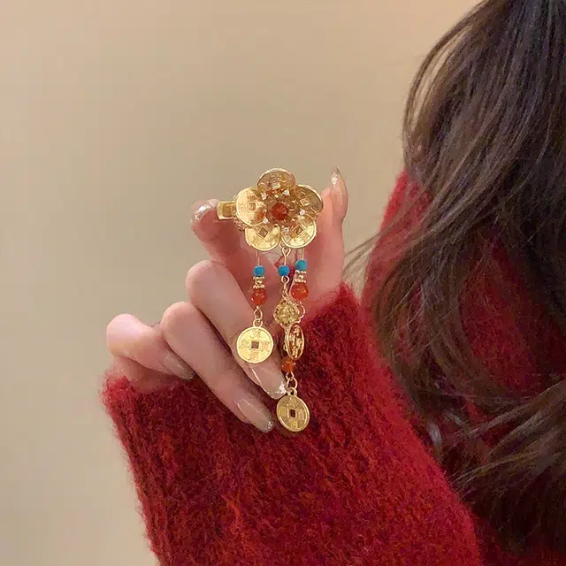 芒果饰品 花朵流苏 合金 发夹 女款