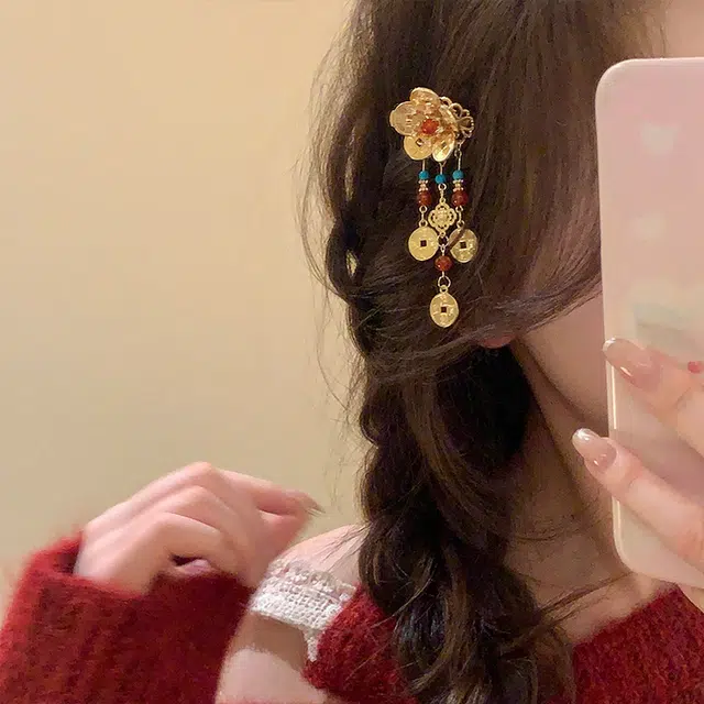 芒果饰品 花朵流苏 合金 发夹 女款