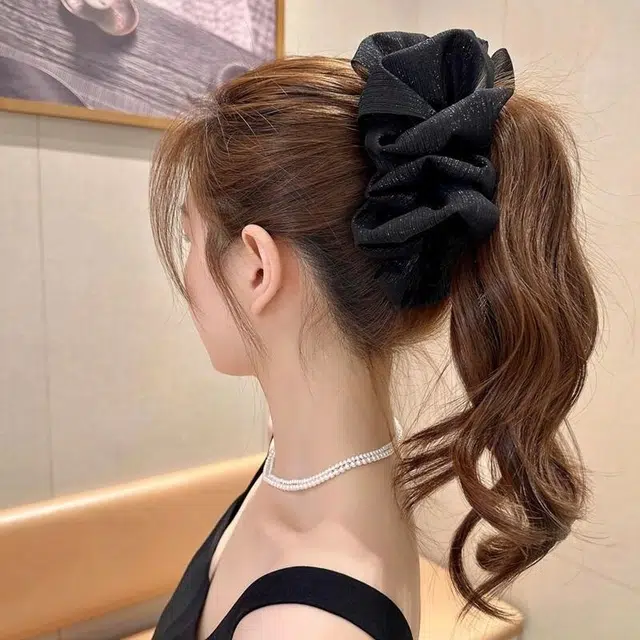 丹琴 网纱云朵泡泡蝴蝶结抓夹高级感后脑勺盘发显发量高颅顶鲨鱼夹子 亚克力 发夹 女款